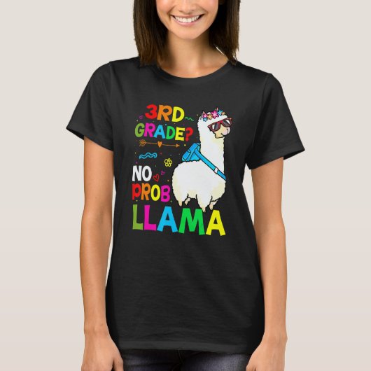 Third Team 3rd Grade Teacher Rainbow No Prob Llama T-shirt (Voorkant)