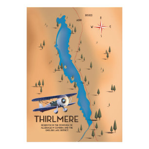 Thirlmere Reservoir Lake District Kaart Foto Afdruk