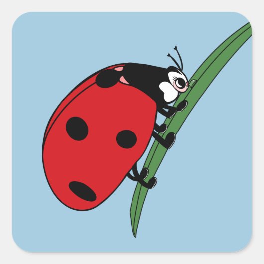 Thirsty Ladybug Vierkante Sticker (Voorkant)