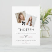 Thirteen black ribbon birthday teens invitation (Debout devant)