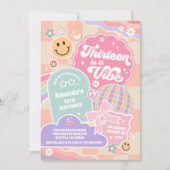 Thirteen Is A Vibe Cloud Rainbow Disco Birthday Kaart (Voorkant)