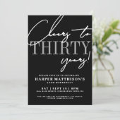 Thirty Black 30th Birthday Party Kaart (Staand voorkant)