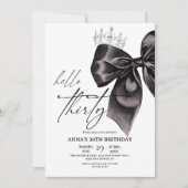 Thirty Black Bow 30th Birthday Invitation (Devant)