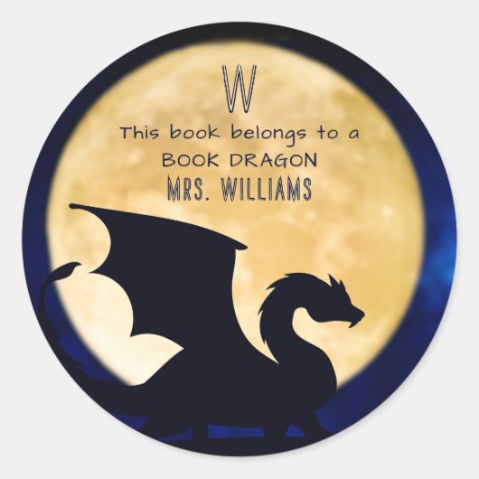 This Book Belongs To A Book Dragon Personalized Ronde Sticker (Voorkant)