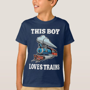 This Boy Loves Trains - Leuke Kinder T-shirt Desig