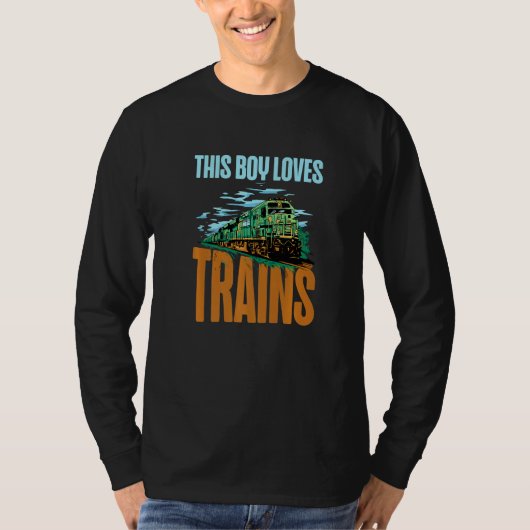 This Boy Loves Trains Train Boys T-shirt (Voorkant)