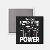 This Boy Loves Wind Wer, Windmill Turbine Technici Magneet (Voorkant / Achterkant)