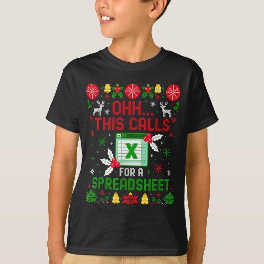 This Calls For A Spreadsheet Ugly Christmas T-shirt (Voorkant)