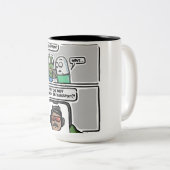 This funny comic-style meme design Mug Tweekleurige Koffiemok (Voorkant rechts)