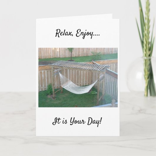THIS HAMMOCK AWAITS ENJOY BIRTHDAY CARD KAART (Voorkant)