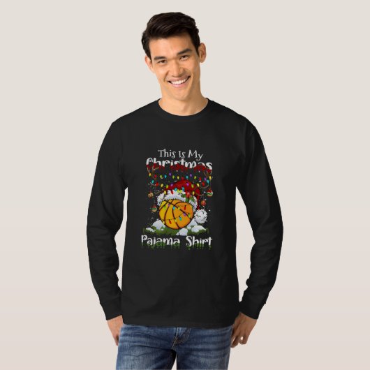 This Is My Christmas Basketball Pajama Reindeer T-shirt (Voorkant volledig)