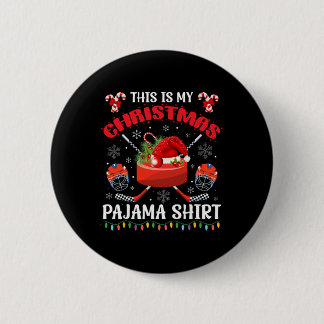 This Is My Christmas Ice Hockey Pajama Xmas For Me Ronde Button 5,7 Cm
