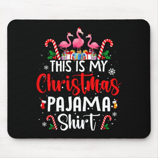 This Is My Christmas Pajama Flamingos Holiday Fun Muismat (Voorkant)