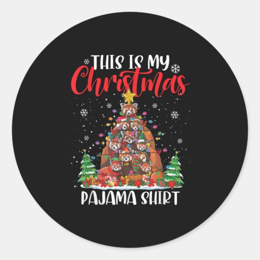 This Is My Christmas Pajama Red Panda Christmas Tr Ronde Sticker (Voorkant)