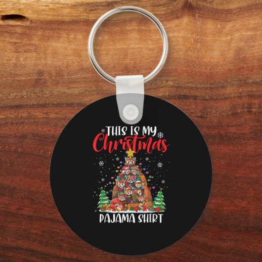 This Is My Christmas Pajama Red Panda Christmas Tr Sleutelhanger (Voorkant)