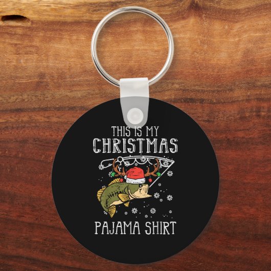 This Is My Christmas Pajama Shirt Fishing Xmas Dad Sleutelhanger (Voorkant)