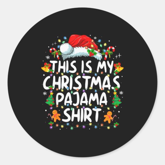 This Is My Christmas Pajama Shirt Funny Xmas Pjs M Ronde Sticker (Voorkant)