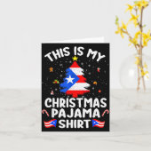 This Is My Christmas Pajama Shirt Puerto Rico Flag Kaart (Gele Bloem)