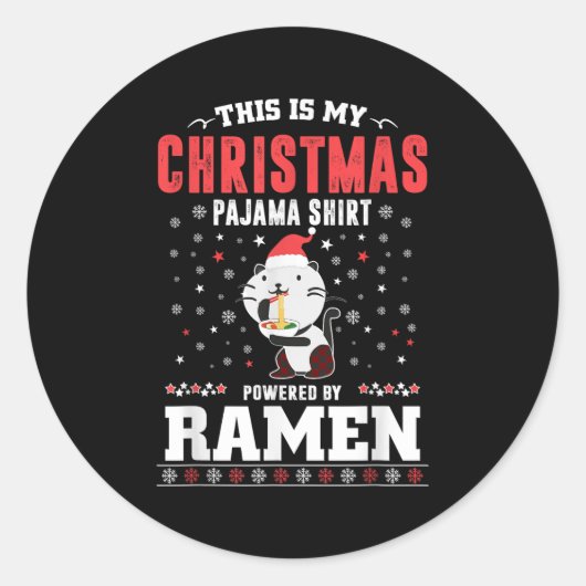 This Is My Christmas Pajama Tee Wered By Ramen San Ronde Sticker (Voorkant)