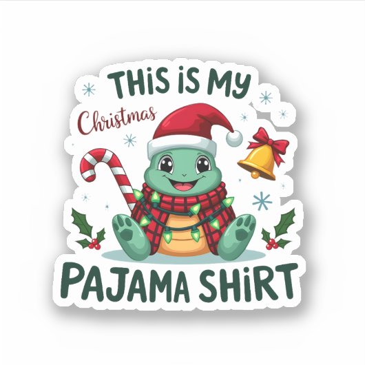 This Is My Christmas Turtle Pajama Shirt Buffalo P Sticker (Voorkant)