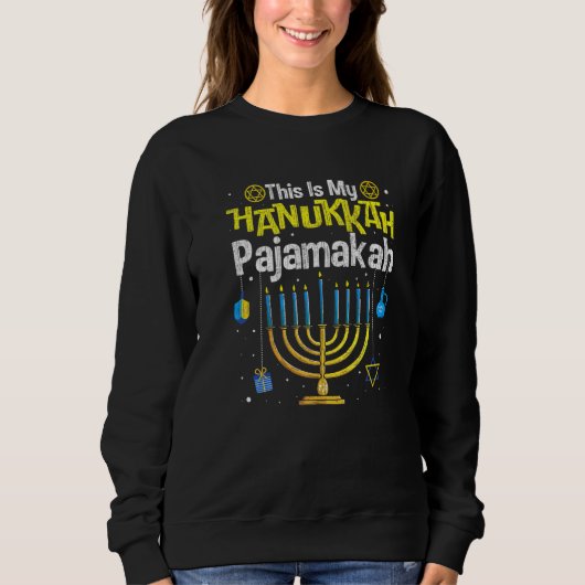 This Is My Hanukkah Pajamakah Menorah Chanukah Paj Trui (Voorkant)