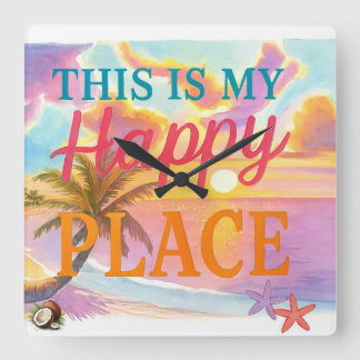 This is my happy place - Tropical Beach Vierkante Klok