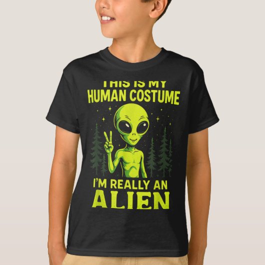 This Is My Human Costume - Funny Alien Halloween T-shirt (Voorkant)