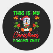 This Is My Penguin Christmas Pajamas Funny Penguin Ronde Sticker (Voorkant)