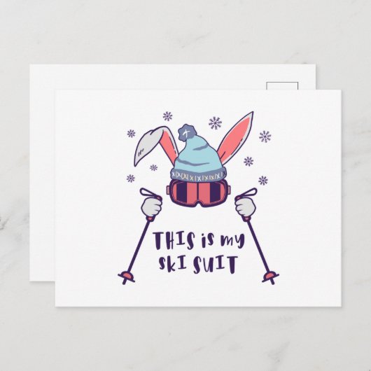 This is my Ski Skiing Rabbit with ski pos Briefkaart (Voorkant / Achterkant)
