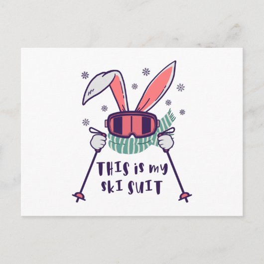 This is my Ski Skiing Rabbit with ski pos Briefkaart (Voorkant)