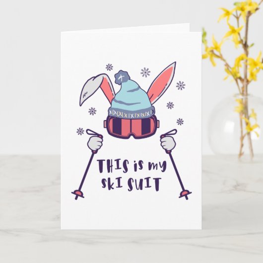 This is my Ski Skiing Rabbit with ski pos Kaart (Gele Bloem)