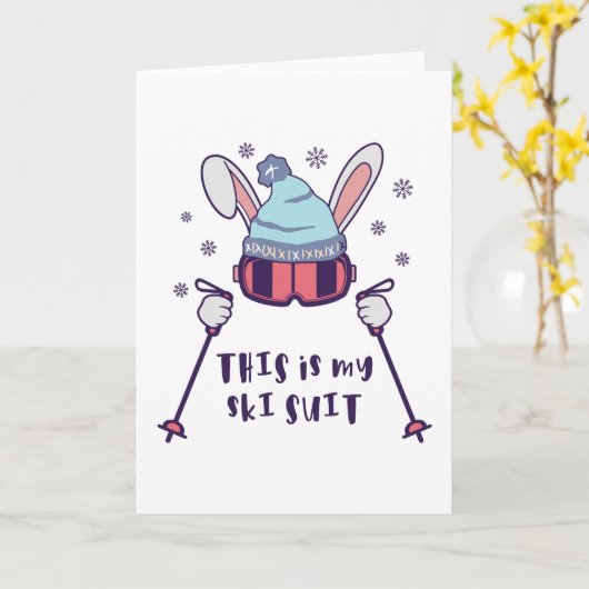 This is my Ski Skiing Rabbit with ski pos Kaart (Gele Bloem)