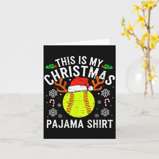 This Is My Softball Christmas Pajama Shirt Srt Men Kaart (Gele Bloem)
