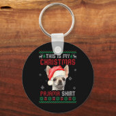 This Is My Ugly Xmas Pajama Chihuahua Dog T Shirt Sleutelhanger (Voorkant)