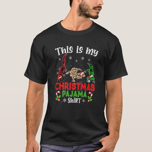 This Is My Xmas Pajama Leopard Gecko Animals Leopa T-shirt (Voorkant)