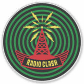 This Is Radio Clash On Pirate Satellite Parody Sticker (Voorkant)