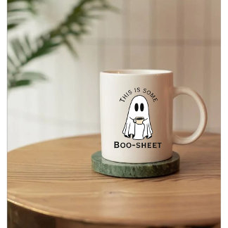 This is some boo-sheet ghost boo with coffee koffiemok