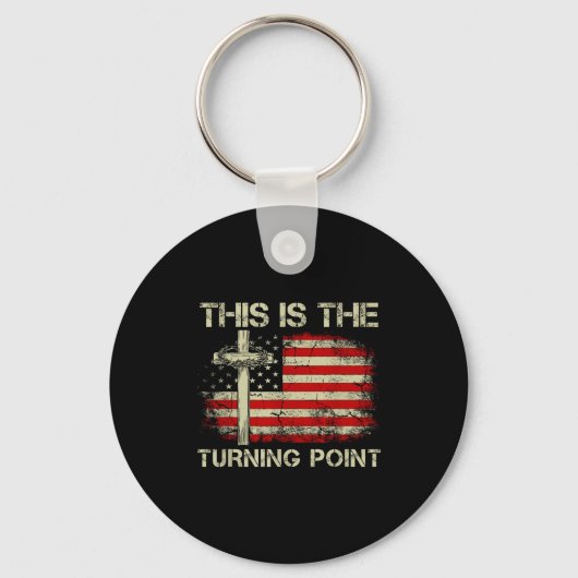 This Is The Turning Int Faith Cross Us Flag Patrio Sleutelhanger (Voorkant)