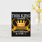 This King Was Born In January Funny Jan Birthday D Kaart (Gele Bloem)
