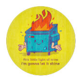 This Little Light: Dumpster Fire Ronde Snijplank (Voorkant)
