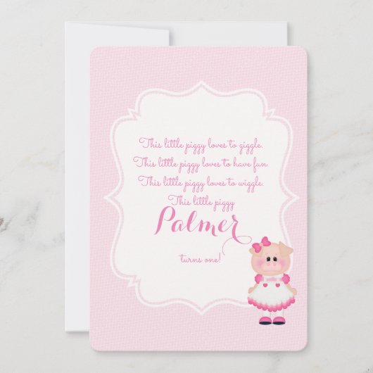 "This Little Piggy" eerste verjaardag uitnodiging (Voorkant)