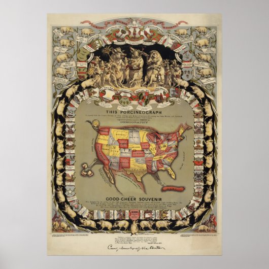 "This Porcineograph" (Forbes) 1876 BigMapBlog.com Poster (Voorkant)