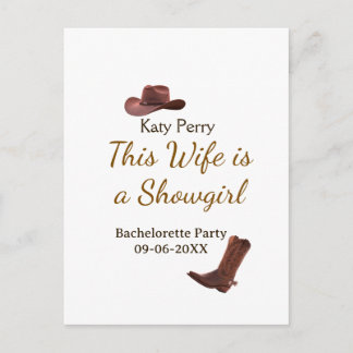 This Wife is a showgirl bachelorette party name da Briefkaart