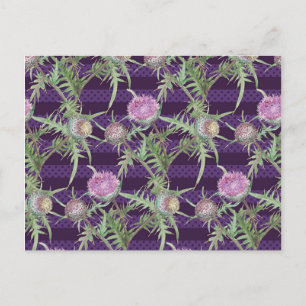 Thistle bloemen violet briefkaart