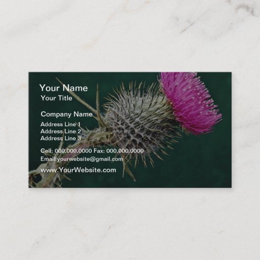 Thistle bloemen visitekaartje (Voorkant)