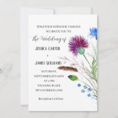 Thistle Cornflower Waterverf Rustic Wedding Kaart (Voorkant)