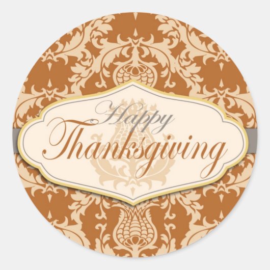 Thistle Damask Thanksgiving Ronde Sticker (Voorkant)
