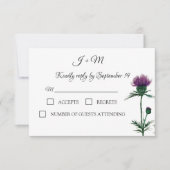Thistle Floral Schotse Waterverf bruiloft RSVP (Voorkant)