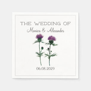 Thistle Floral Schotse Waterverf bruiloft Servet