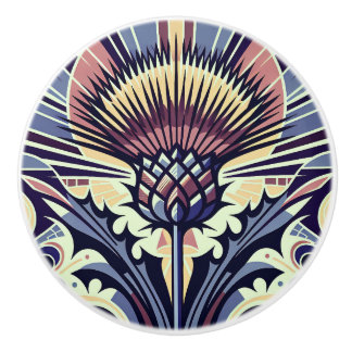 Thistle Flower Art Deco Keramische Knop
